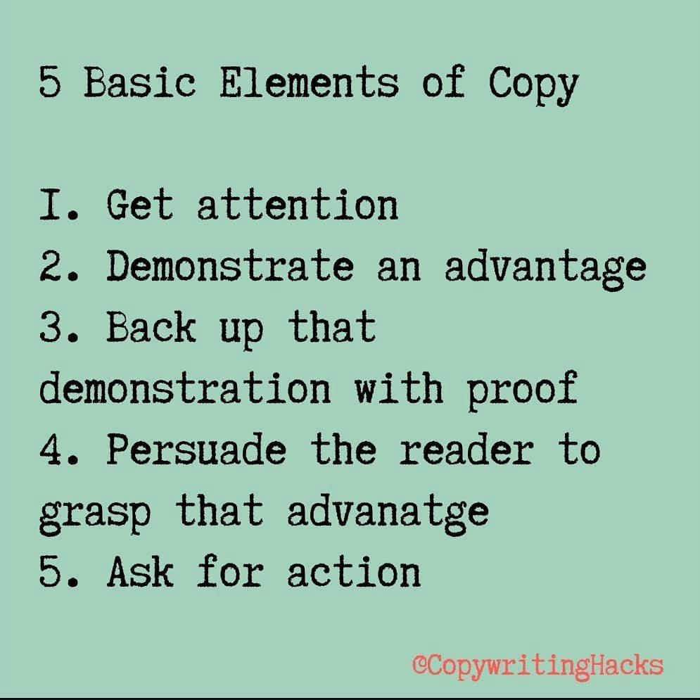 image  1 Copywriting Hacks - 5 Basic elements of copy